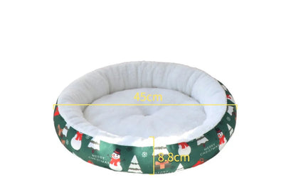 Christmas Dog Bed for Small & Medium Dogs Round Plush Cushion Cozy Sleeping Mat Washable Cat Dog Nest Pet Supplies