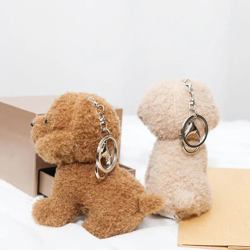 Cute Teddy Dog Plush Keychain Small Pendant Kids Toys Backpack Hangings Stuffed Animals Christmas Birthday Gifts
