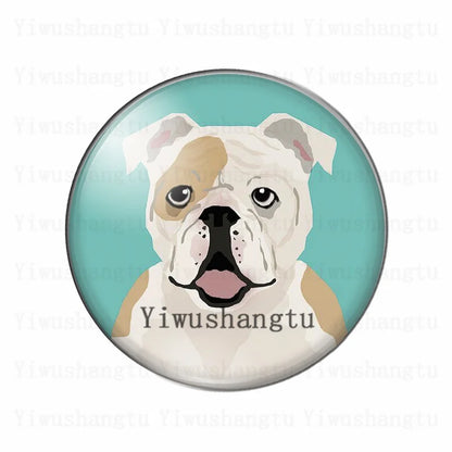 Lovely dog's head painting animal 12mm/20mm/25mm/30mm Round photo glass cabochon demo flat back Making findings