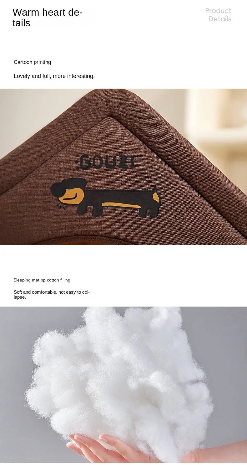 Plush dog bed pet warm house Soft and comfortable cat house foldable detachable washable puppy cave sofa  nest