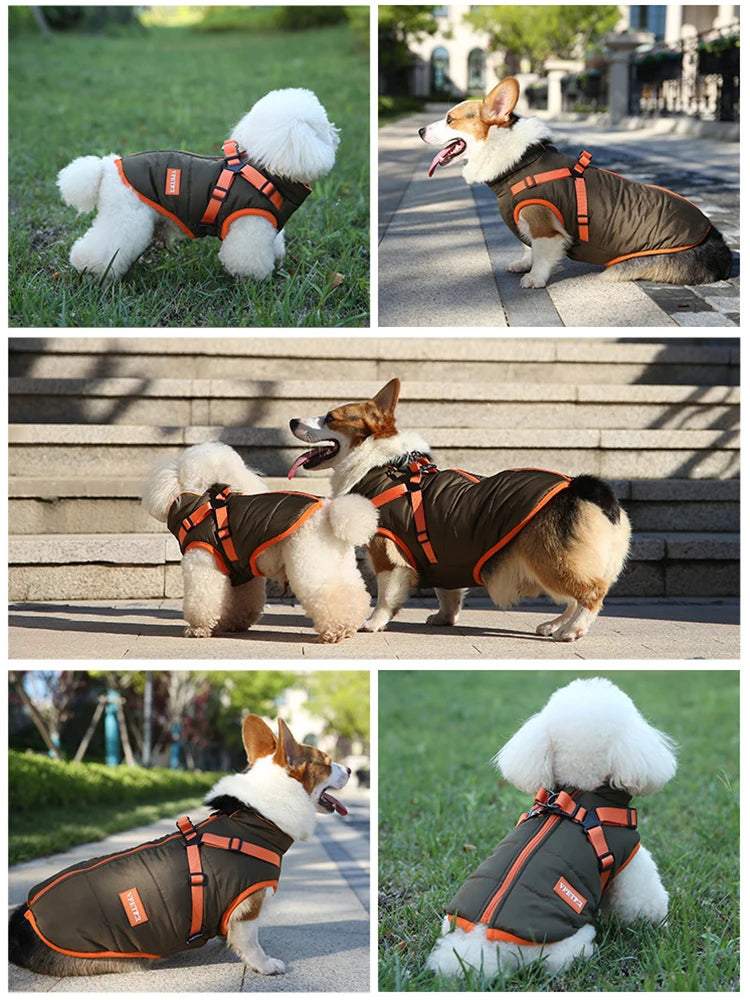 the PAWSHIELD HARNESS JACKET - Puppy Jacket, Waterproof Pet Clothes for Small Dogs with Harness, Winter Warm Chihuahua Vest, Yorkie Coat, French Bulldog Costume