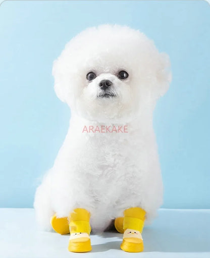 the RAIN BOOTS - Dogs Waterproof Cute Egg-Shaped Silicone Rain Shoes, Small and Medium-Sized Dogs, Rain Resistant, Anti-Slip Pet Shoes