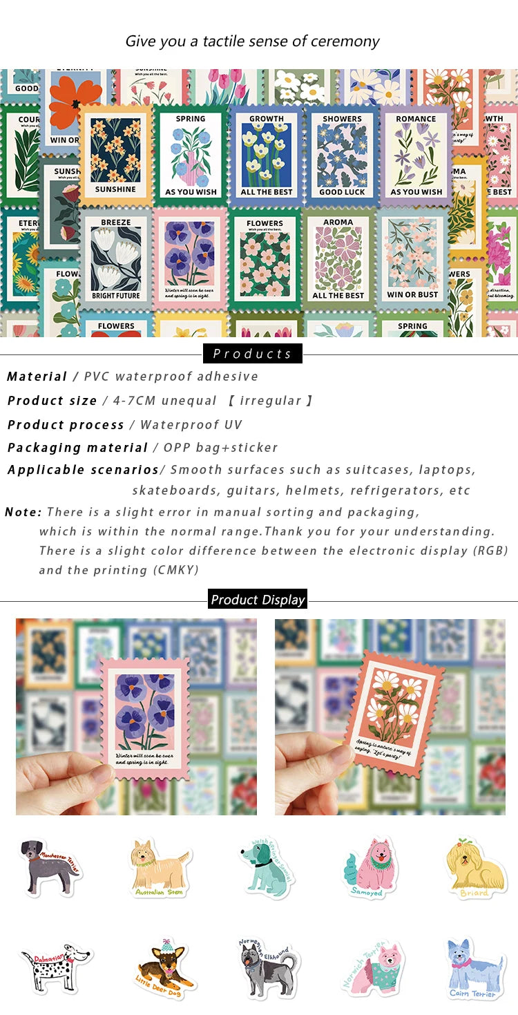 100pcs cartoon cute hand-painted wind dog stickers Diary scrapbook phone case laptop water bottle waterproof decorative stickers