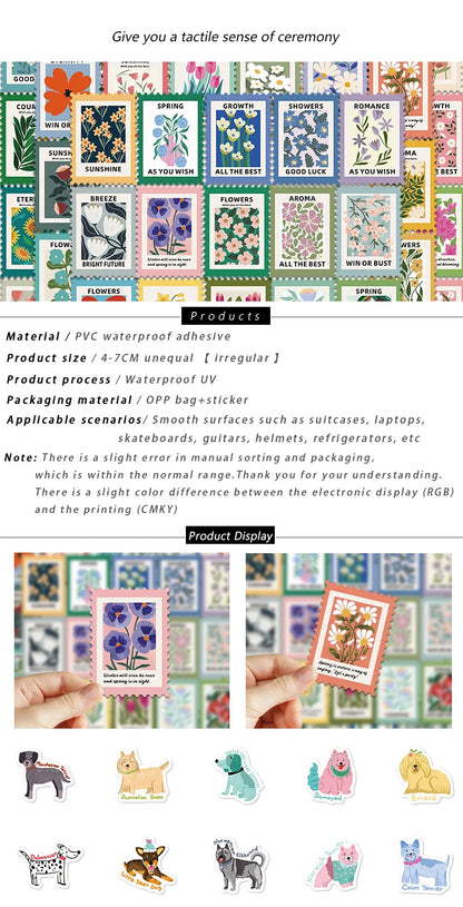 100pcs cartoon cute hand-painted wind dog stickers Diary scrapbook phone case laptop water bottle waterproof decorative stickers