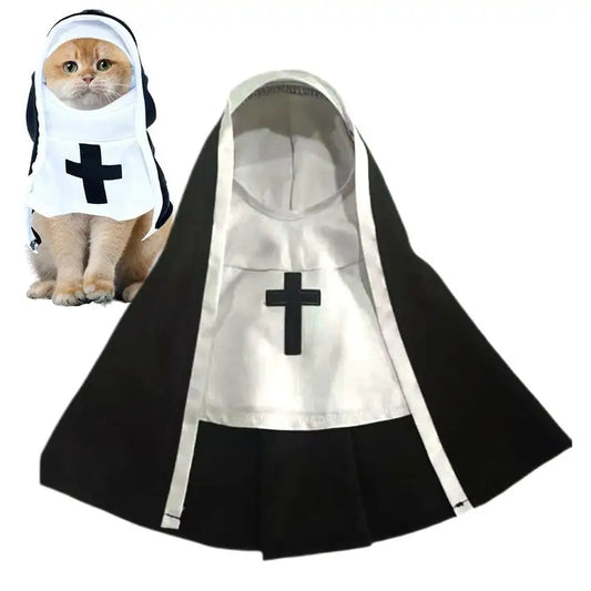 Three-Dimensional Modeling Nun Style Headwear Dress Up Cosplay Pet Costume Set Halloween Dog Transform Clothes