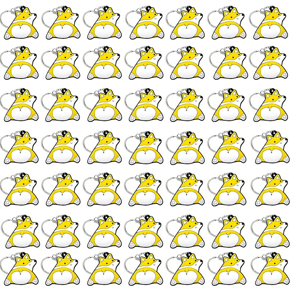 50PCS Cute Animal Keychain knife Ducks Dogs Cats Keyring for Women Men Kids Handbag Cool Car Key Accessories Friends Key Gifts