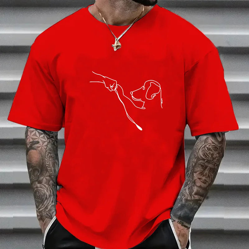 the FIST PUMP PAW PUMP - New for Men 100% Cotton Casual Sports Loose Fit Funny Dog First Print Round Neck Short Sleeved T-Shirt Top