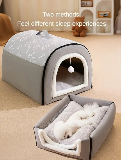 Winter Warm Foldable Pet House Removable Washable Dog Kennel Puppy Cave Sofa Pet Bed House for Large Dog and Small & Medium Cats