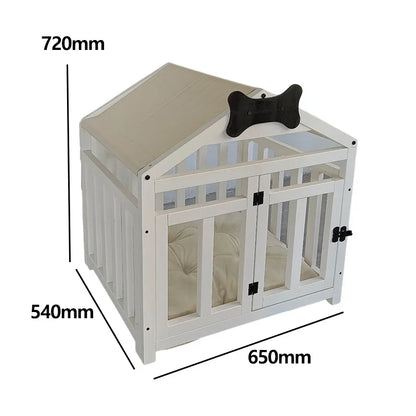 the DOG BONE DOGHOUSE - Solid Wood Doghouse, Large Space Double Doors Indoor Breathable Small Dog Washable Cat's Nest Doghouse, Waterproof Pet Bed