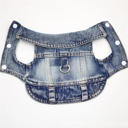 Dog Jeans Jacket ,Cool Puppy Summer Clothes ,Dog Denim Shirts for Small Boy Dogs Cats Outfits Washable Durable Harness Vest