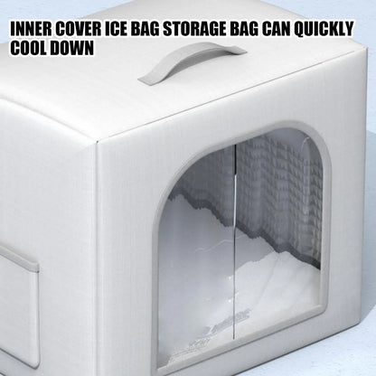 the COOLING CAVE - Doghouse with Cooling, Foldable Pet Cooling Shelter for Dogs/Cats with 8 Ice Bags, Doghouse for Farm, Backyard, Living Room, Front Door