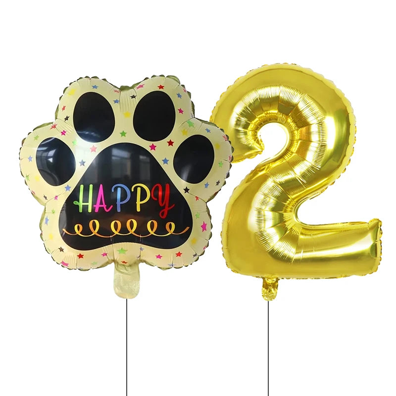 2 pieces/set Let us Pawty Big Dog PAWS Aluminum Balloons 30 inch figure 1 2 3 4 year old birthday party decoration Balloon Baby