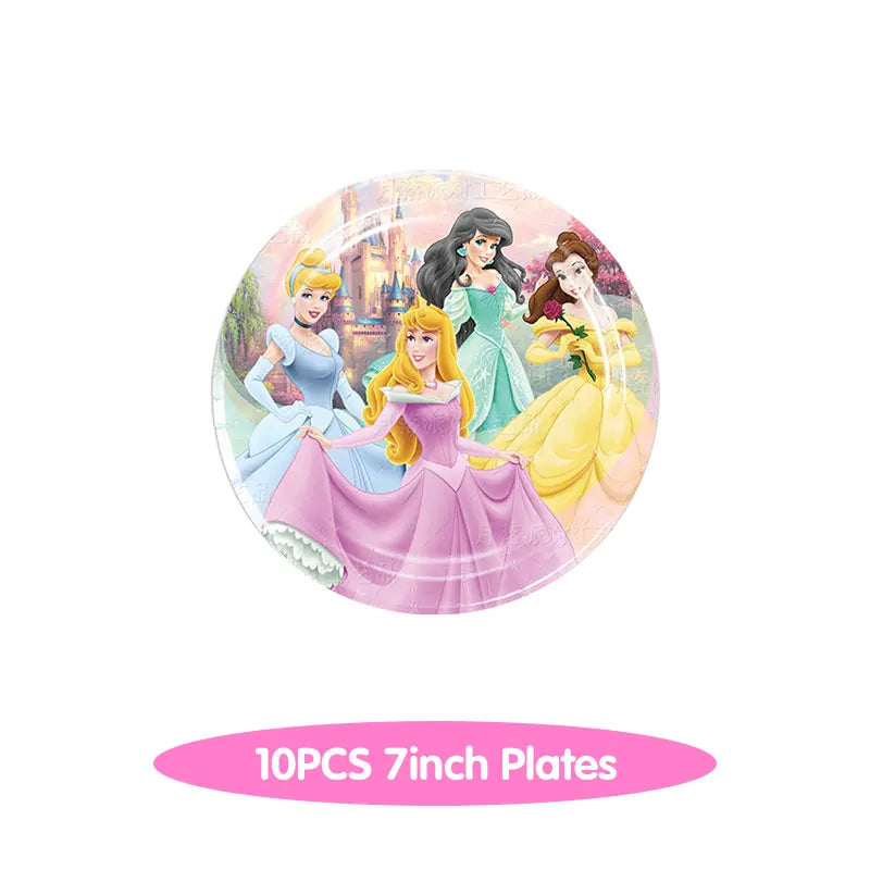 Disney Princess Birthday Decoration Tableware Paper Cups Plates Balloons Tablecloth Backdrop Banner Party Supplies For Baby Kids