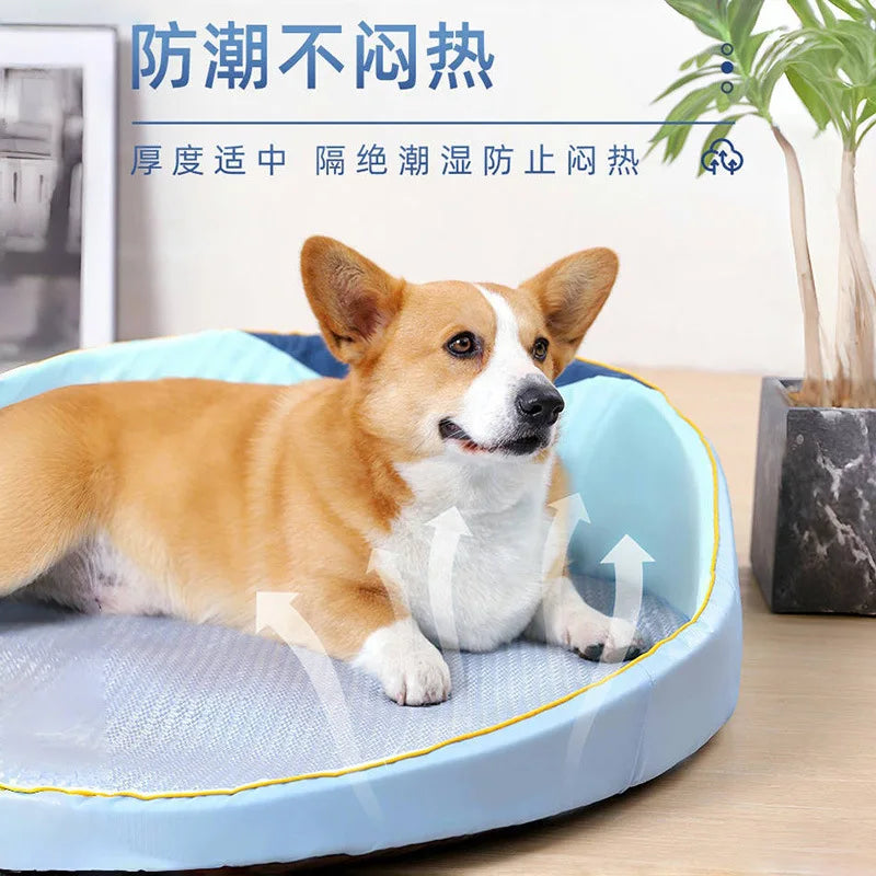 Kennel Summer Clearance Removable Mat Medium and Small Dog Pet Bed French Fight Corgi Shiba Dog Summer Cool Nest