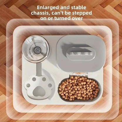 Automatic Cat & Dog Water Dispenser with Integrated Food Basin No Batteries Needed,Automatic Pet Feeder One-Piece Design