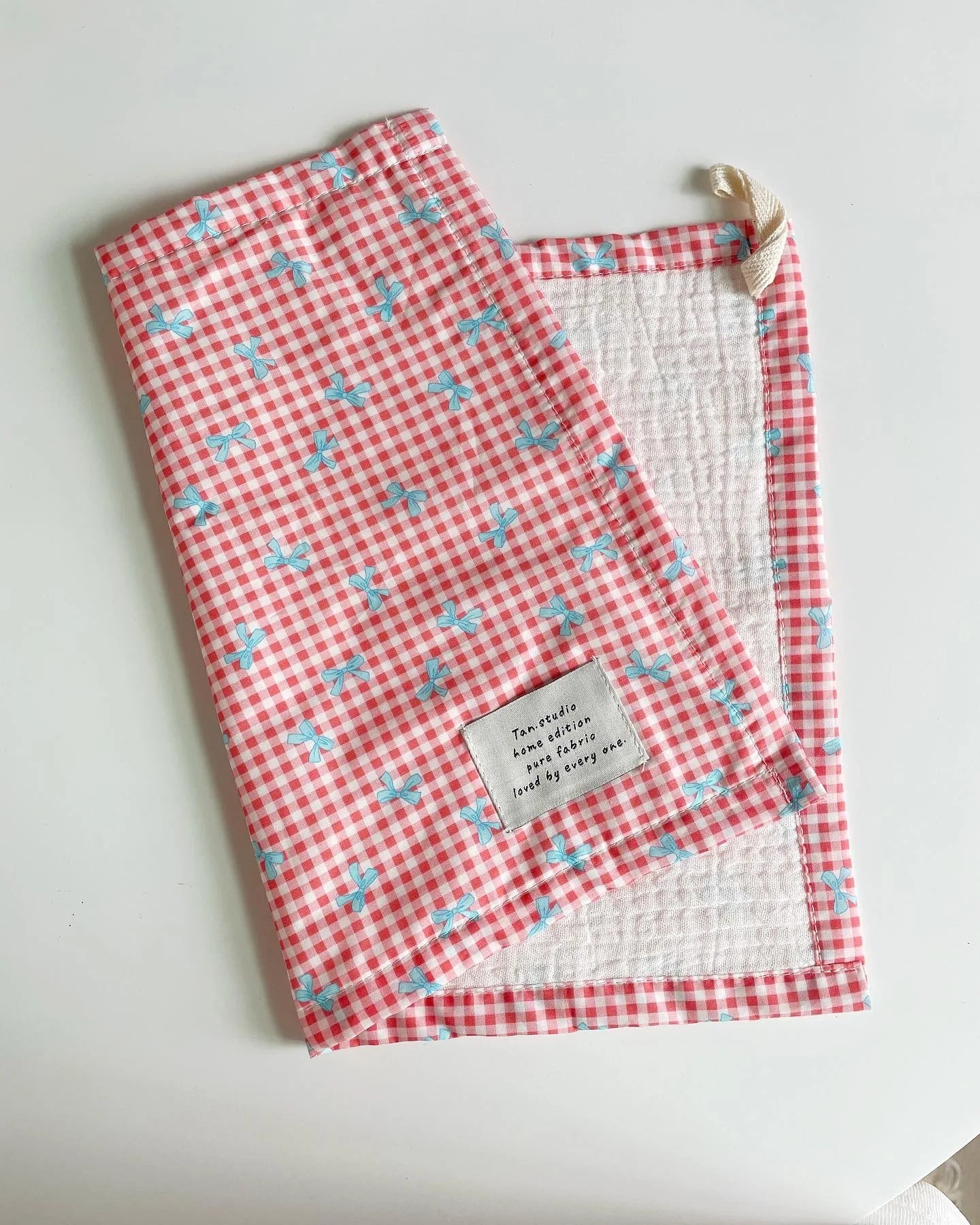INS Plaid Bow Pet Meal Mat Double-sided Insulation Pad Napkins Cloth Desktop Accessories Shooting Background Cloth