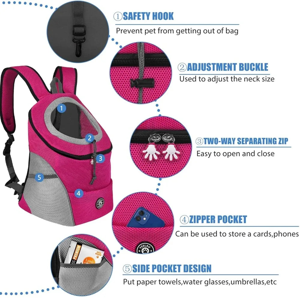 Small Dog Backpack Portable Outdoor Double Shoulder Dog Carrier Bag Pet Bag Travel Breathable Backpack Pet Carrying Supplies