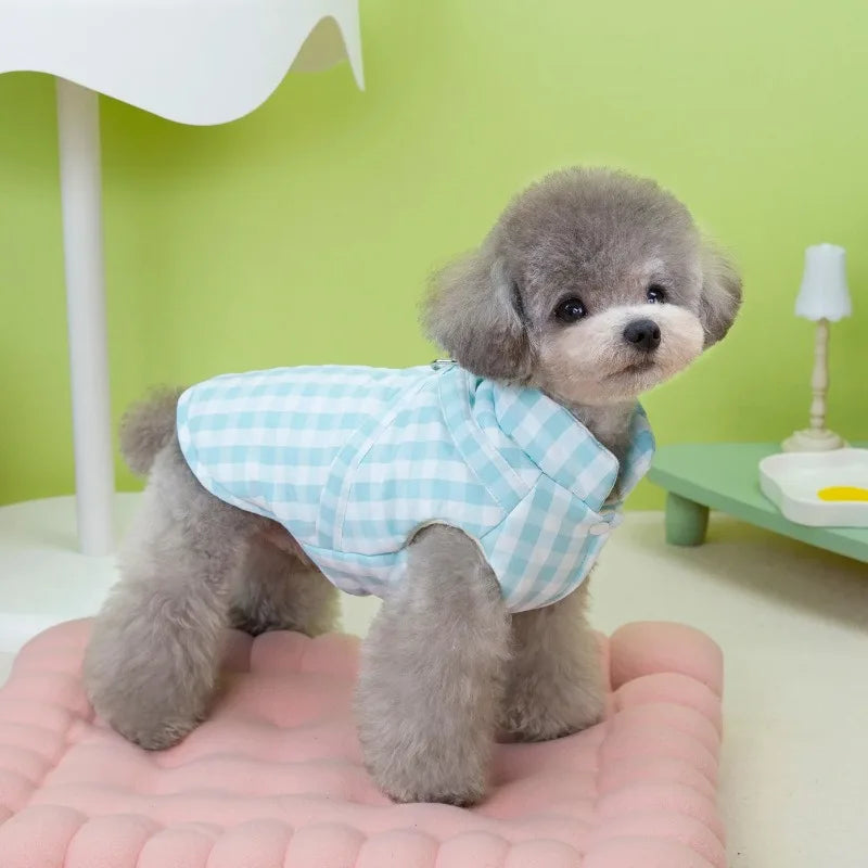 Warm Winter Pet Dog Clothes Plaid Parkas Dog Outdoor Coat Traction Pet Coat Vest Teddy Bear Small Dog Jackets Puppy Clothing