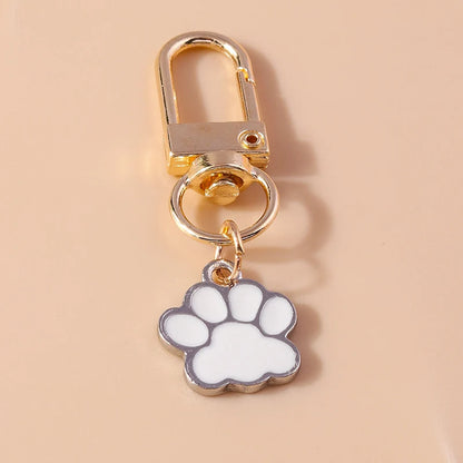 Cute Enamel Puppy Dog Cat Paw Keychain Footprint Key Ring Pendants for Women Girls Handbag Decor DIY Handmade Jewelry  Gifts
