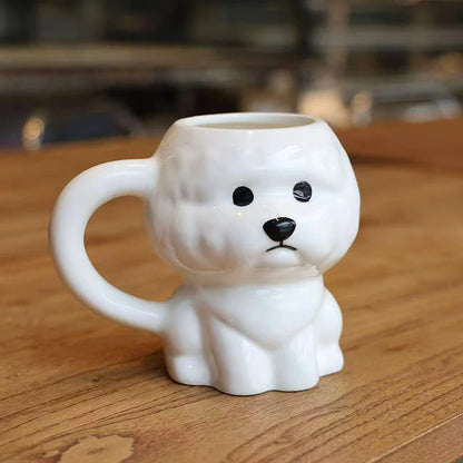 1Pc White Puppy Ceramic Mug Creative Cute Little Dog Office Water Drinking Coffee Cup Birthday Gifts Couple Cups Home Daily Use