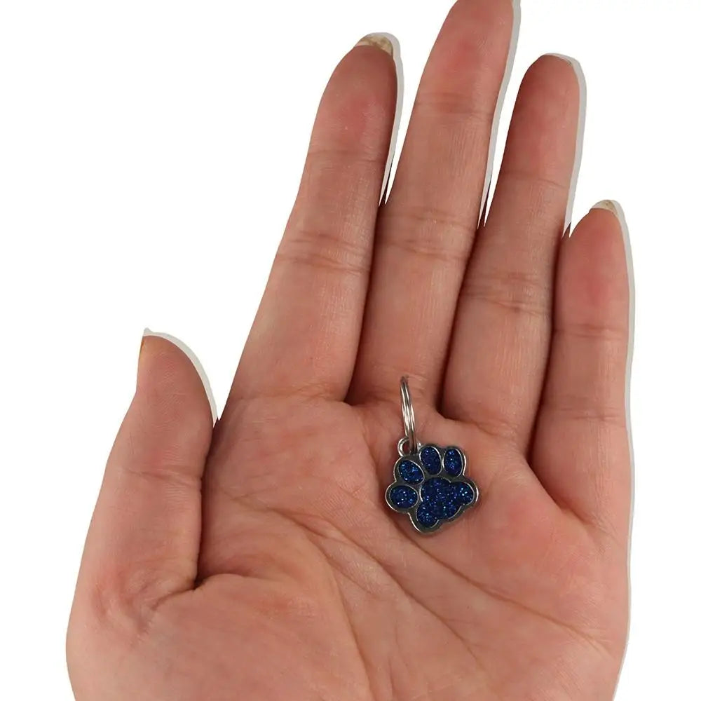 Cat Dog Paw Print Dog Cat Tags Personalized Anti-Lost Pet Glitter Pendant Exquisite with Hook Pet Collar Tag Pendant Kitten