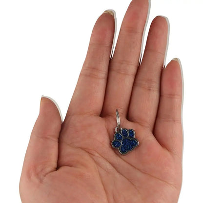 Cat Dog Paw Print Dog Cat Tags Personalized Anti-Lost Pet Glitter Pendant Exquisite with Hook Pet Collar Tag Pendant Kitten