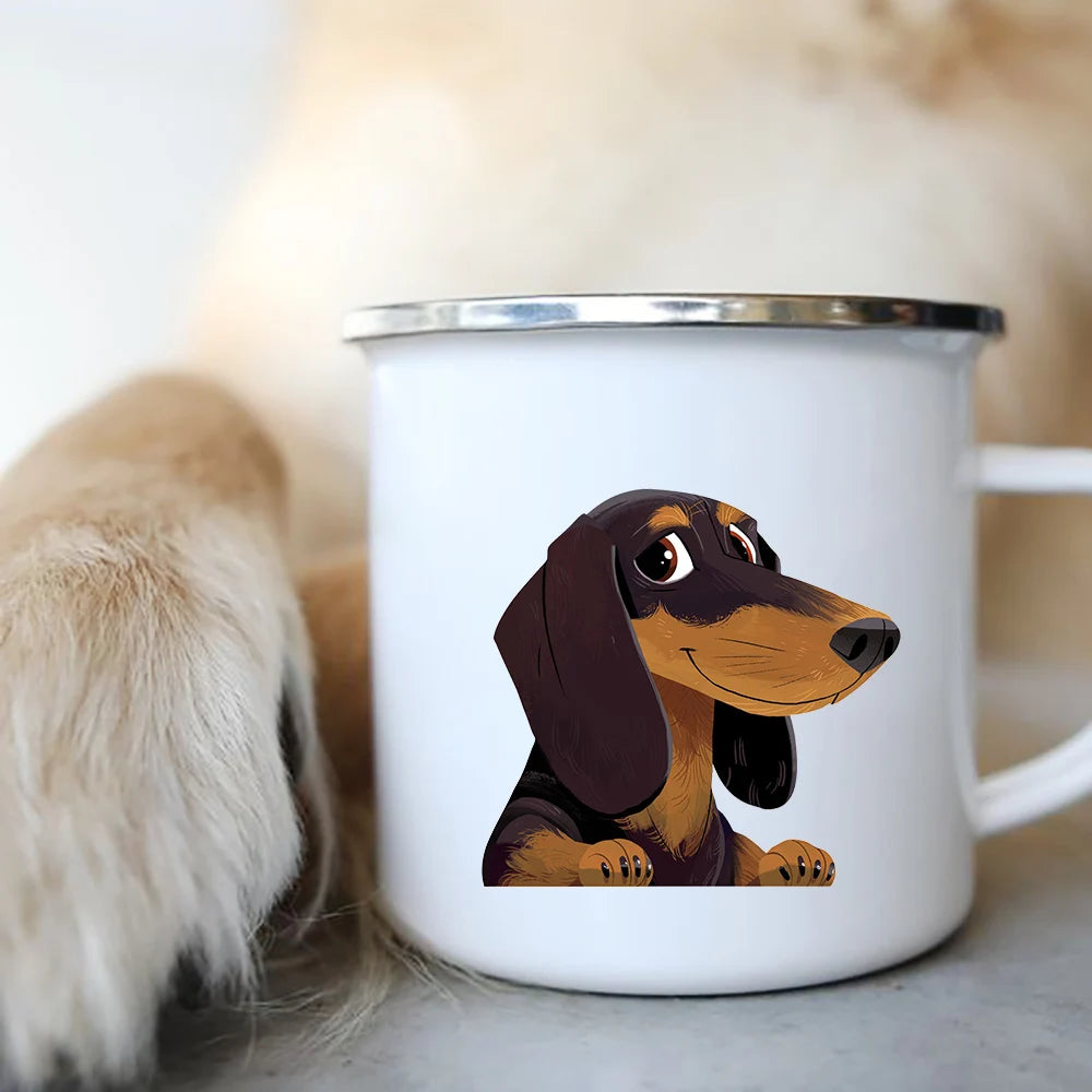 Original Mugs Coffee Cups to Sublimate Cute Dog Printed Enamel Coffee Tea Mugs Office Home Party Beer Drink Cola Cups Travel Cup