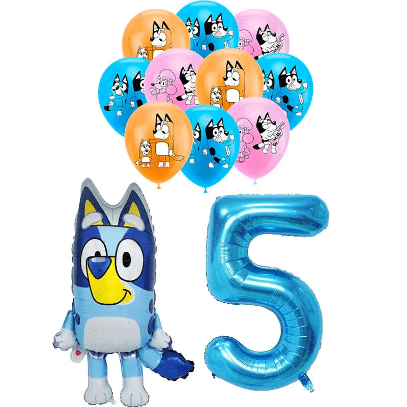 Cartoon Blue Dog Birthday Bluey Birthday Decoration Set Blueys Cups Banner Straws Bluey Balloons Set Kid Toy Gift Party Supplies