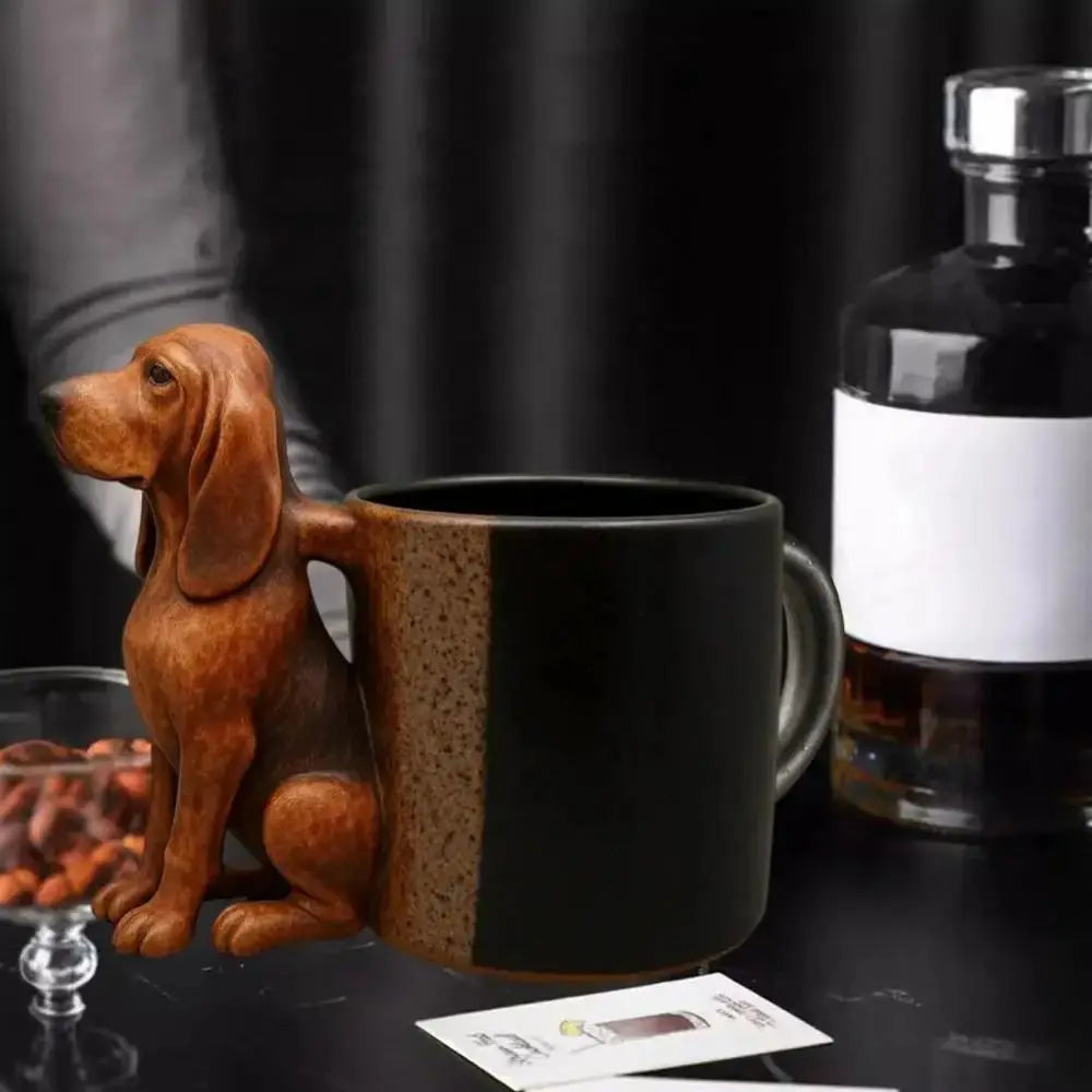 With Handle Dachshund Coffee Mug Puppy Design Adorable Puppy Decoration 3D Animal Mug Handcrafted Dog Lovers Drinkware