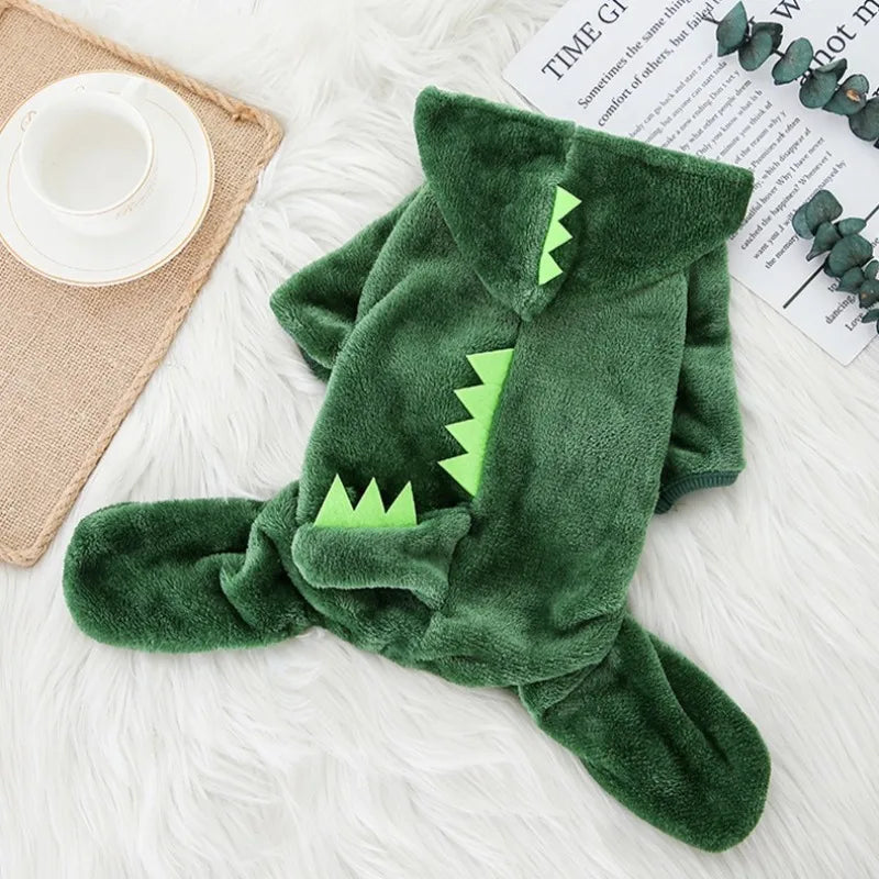 Pet Dog Clothes Dinosaur Shape Warm Fleece Jumpsuits for Small Medium Dogs Puppy Hoodies Chihuahua Yorkshire Costume Coats