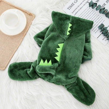 Pet Dog Clothes Dinosaur Shape Warm Fleece Jumpsuits for Small Medium Dogs Puppy Hoodies Chihuahua Yorkshire Costume Coats