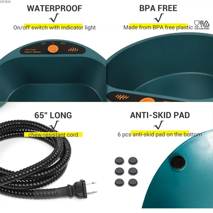 Heated Pet Bowl Intellectual Temperature Control 2.2L Heated Dog Bowl Winter Bird Bath Heater Dish Thermal Water Bowl for Dogs