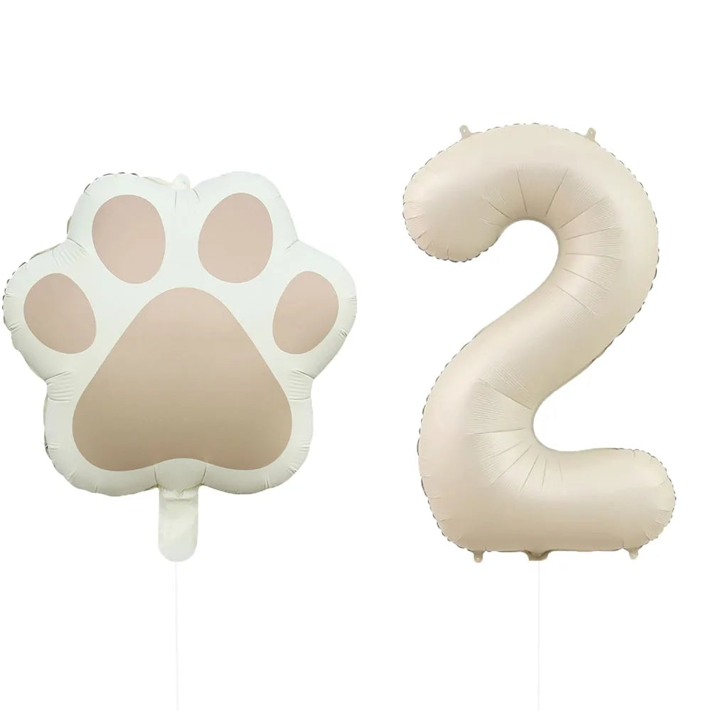 2 Pieces/Set Let us Pawty Big Dog Paws Aluminum Balloons 32 Inch Figure 1 2 3 4 Year Old Birthday Party Decoration Balloon Baby