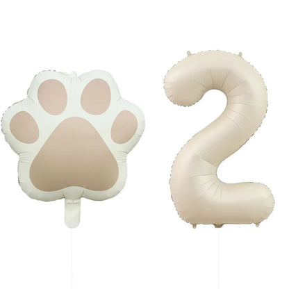 2 Pieces/Set Let us Pawty Big Dog Paws Aluminum Balloons 32 Inch Figure 1 2 3 4 Year Old Birthday Party Decoration Balloon Baby