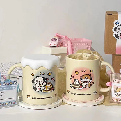 Cartoon Mug Fashion Handheld Water Drinking Cup Multi-Purpose Chic-Style Coffee Cup Hand-made Decor Tea Coffee Cup for Friends