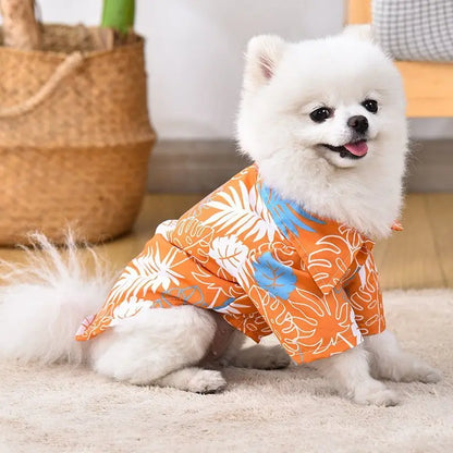 Hawaiian Style Dog Shirt Coconut Tree Patern Dog Vest Chihuahua Yorkie Breathable Polo Shirt Puppy T-Shirt Summer Pet Clothes