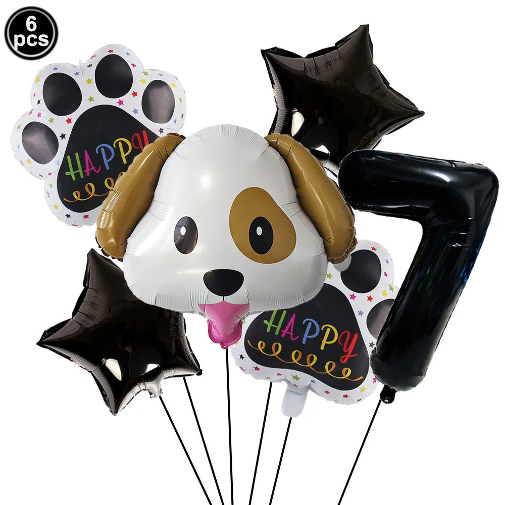 Dog Theme Party Digital Balloon Dog Head Dog Paw and Pink Dog Bone Shaped Foil Balloon Baby Shower Kids Birthday Pets Decoration