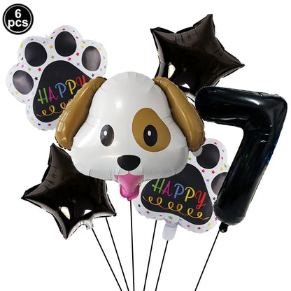 Dog Theme Party Digital Balloon Dog Head Dog Paw and Pink Dog Bone Shaped Foil Balloon Baby Shower Kids Birthday Pets Decoration