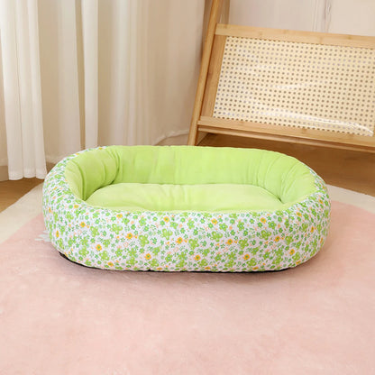 All Seasons Soft Flower Cute Small Cat Sofa Bed Comfortable Medium Dog Bed House Elastic Medium Cat Nest Kennel Accessories