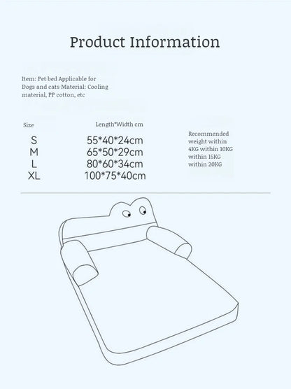 Pet Cooling Pad with L Shaped Pillow and Two Cute Eyes Pattern for Dogs and Cats Washable Ice Cooling Mat Summer Comfort Design