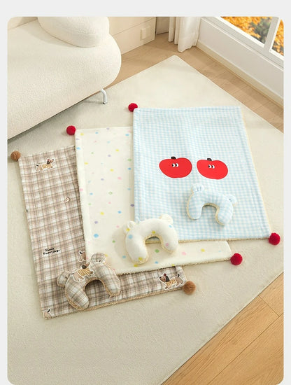 2pcs/set New Style Pet Sleeping Pad Winter Dog Blanket Cat Cushion Universal Comfortable Dog Quilt with Pillow Pet Supplies