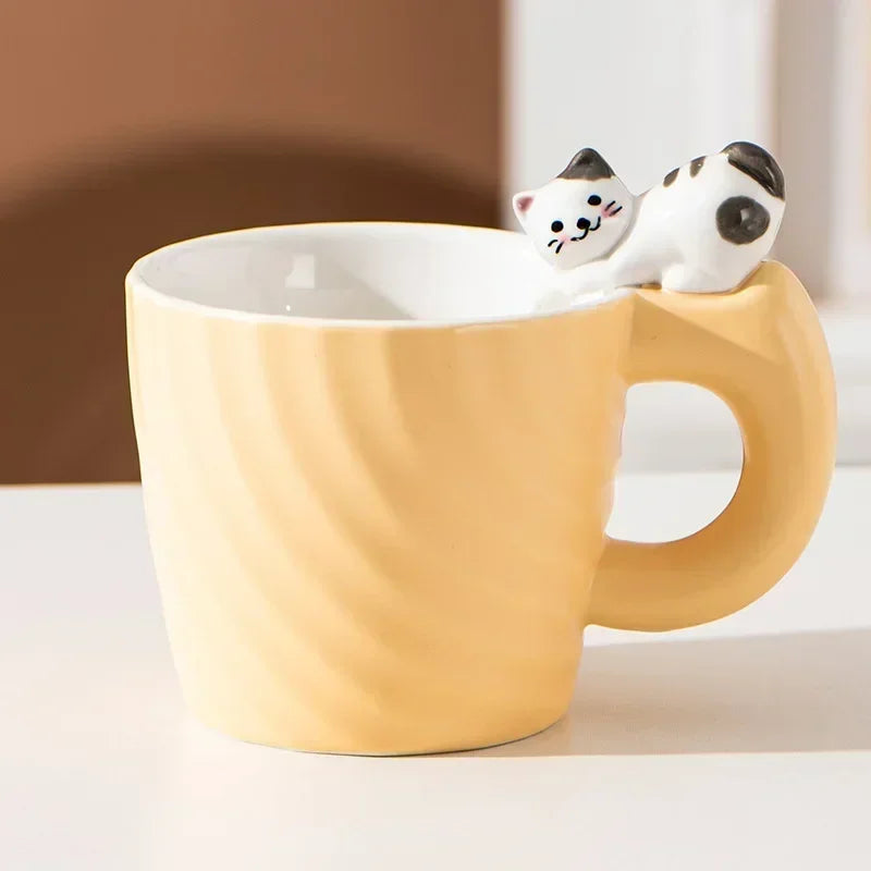 Ceramic Mug Creative Cartoon Cat Cute Cup Children's Milk Breakfast Home Office Coffee Mug Gift Frends Drinkware Tea Cup