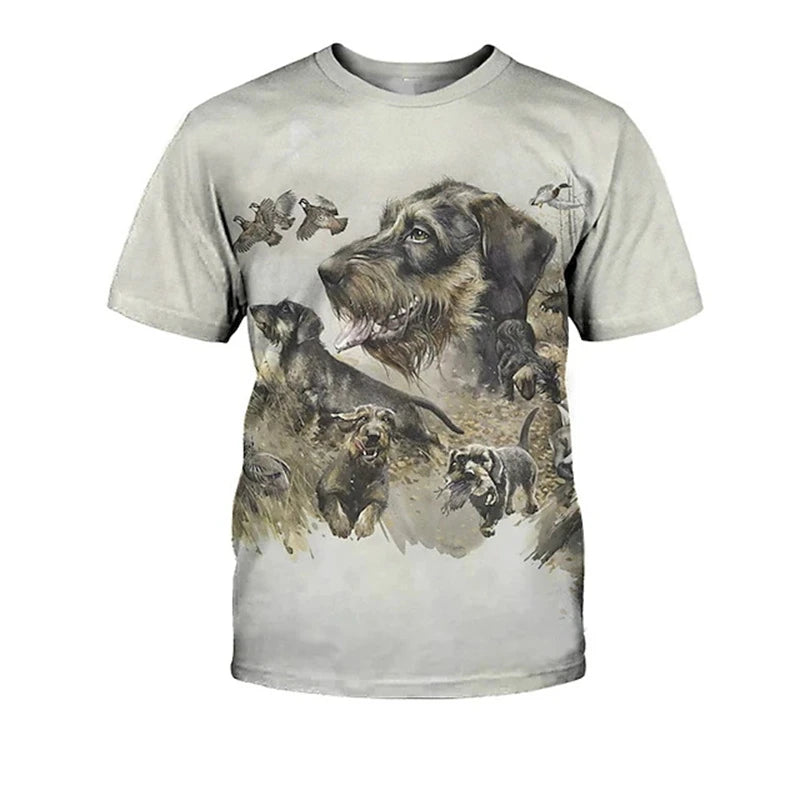 the HUNTING DOG - Hunting Dog Print T-Shirts for Men, Round Neck Short Sleeve Dachshund Graphic Tops, Casual Men/Women T-Shirts