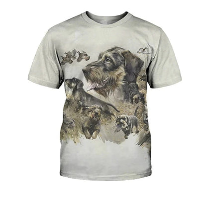 the HUNTING DOG - Hunting Dog Print T-Shirts for Men, Round Neck Short Sleeve Dachshund Graphic Tops, Casual Men/Women T-Shirts