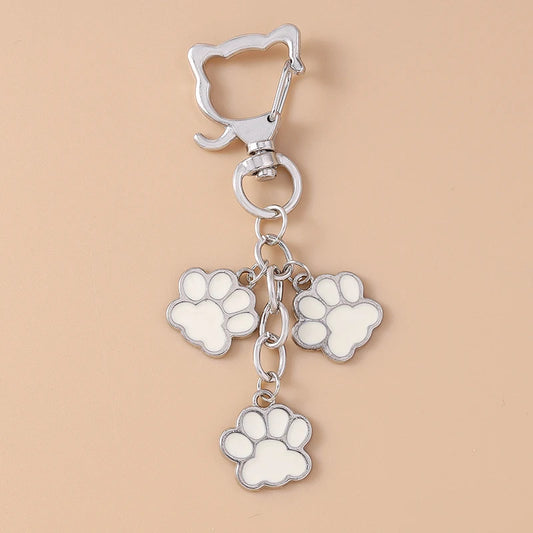 Cute Enamel Puppy Dog Cat Paw Keychain Footprint Key Ring Pendants for Women Girls Handbag Decor DIY Handmade Jewelry  Gifts
