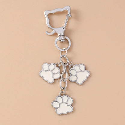 Cute Enamel Puppy Dog Cat Paw Keychain Footprint Key Ring Pendants for Women Girls Handbag Decor DIY Handmade Jewelry  Gifts