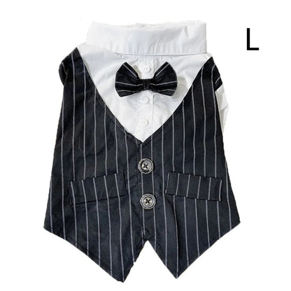 Dog Shirt Stylish Suit Pet Small Dog Clothes Bow Tie Wedding Shirt Costume Formal Tuxedo With Bow Tie Puppy Cat Bulldog Clothing
