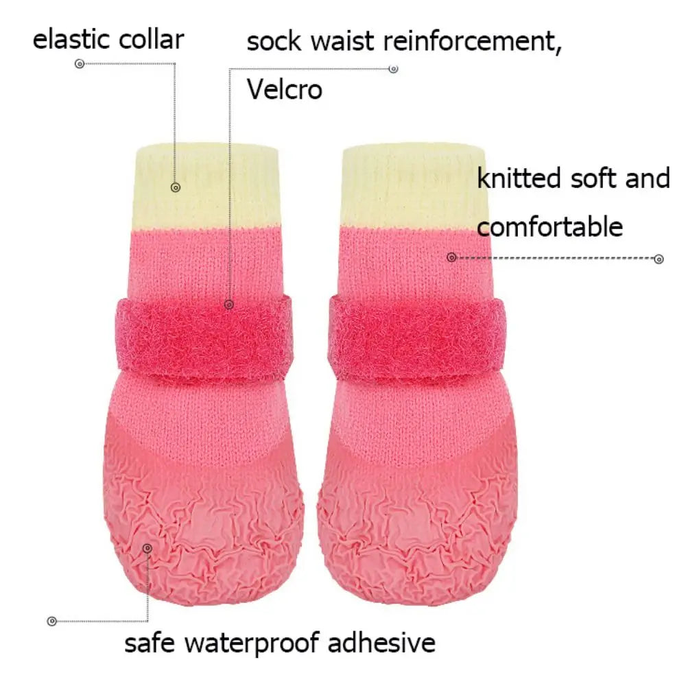 the SOFT SOLE DOG - 4PCS/Set Soft Sole Dog Waterproof Socks, Breathable Anti-Dirty Pet Foot Cover, Wear Resistant Adjustable Dog Non-Slip Shoes