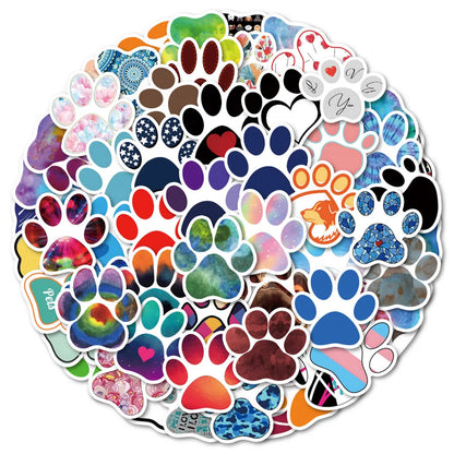 10/30/50pcs Cute Animal Pets Paw Stickers Aesthetic Waterproof Graffiti Water Bottle Skateboard Guitar Dog Cat Paw Sticker Packs