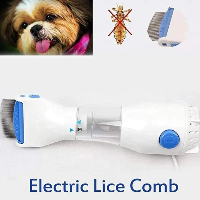 Electric Pet Lice/Flea Remover Comb: 3-in-1 Physical Killer Brush for Cat/Dog Hair Cleaning | Chemical-Free & Multi-Functional